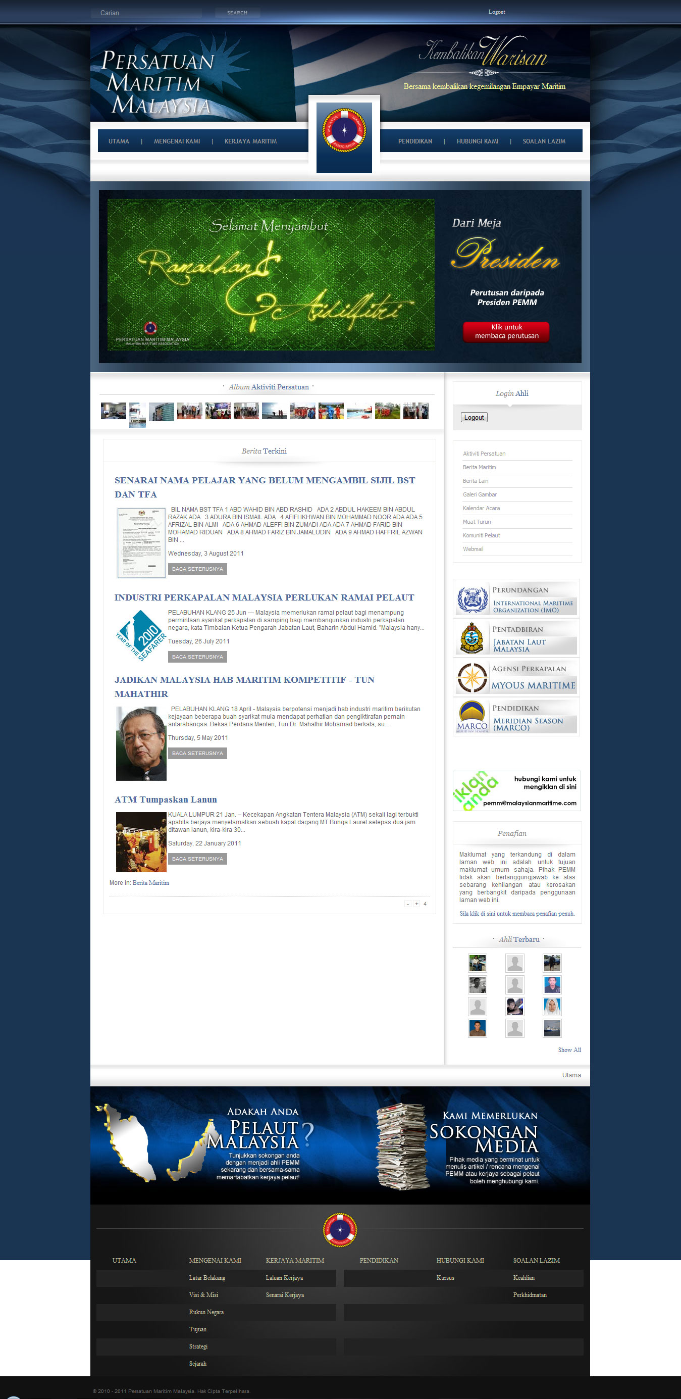 Website of Malaysian Maritime Association