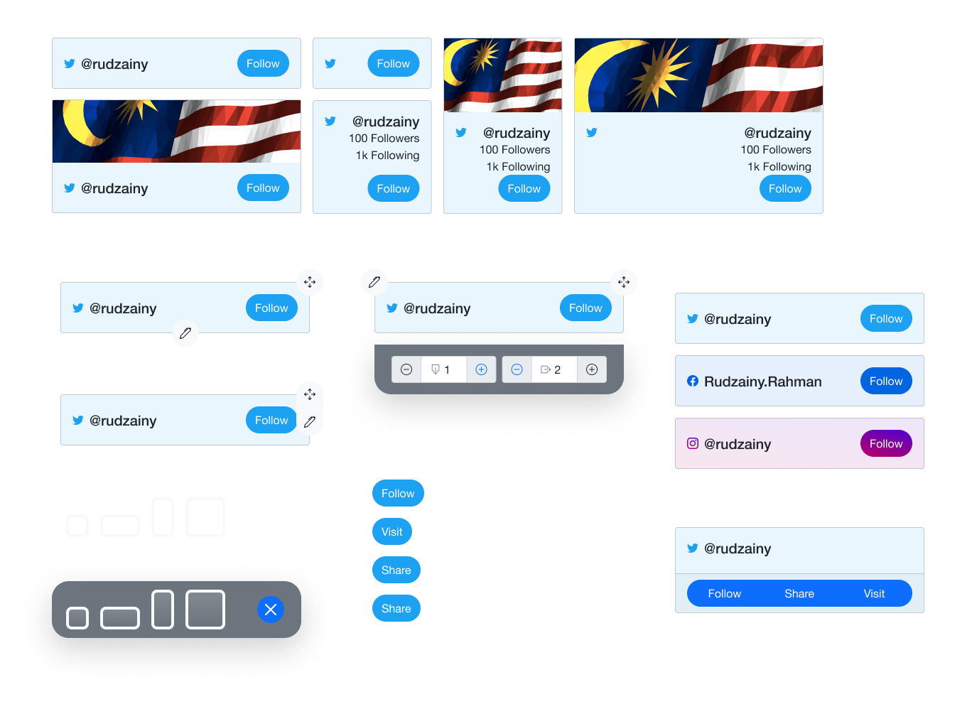 Samples of design components.